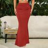 Fishtail Skirt High Waist Ruched Women Skirt Solid Color Design Slimming Effect Long Skirt Commuting Streetwear
