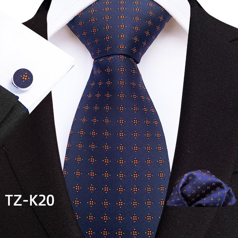 Floral Striped Paisley Literary Style Men'S Tie Pocket Towel Cuffs Three Pieces