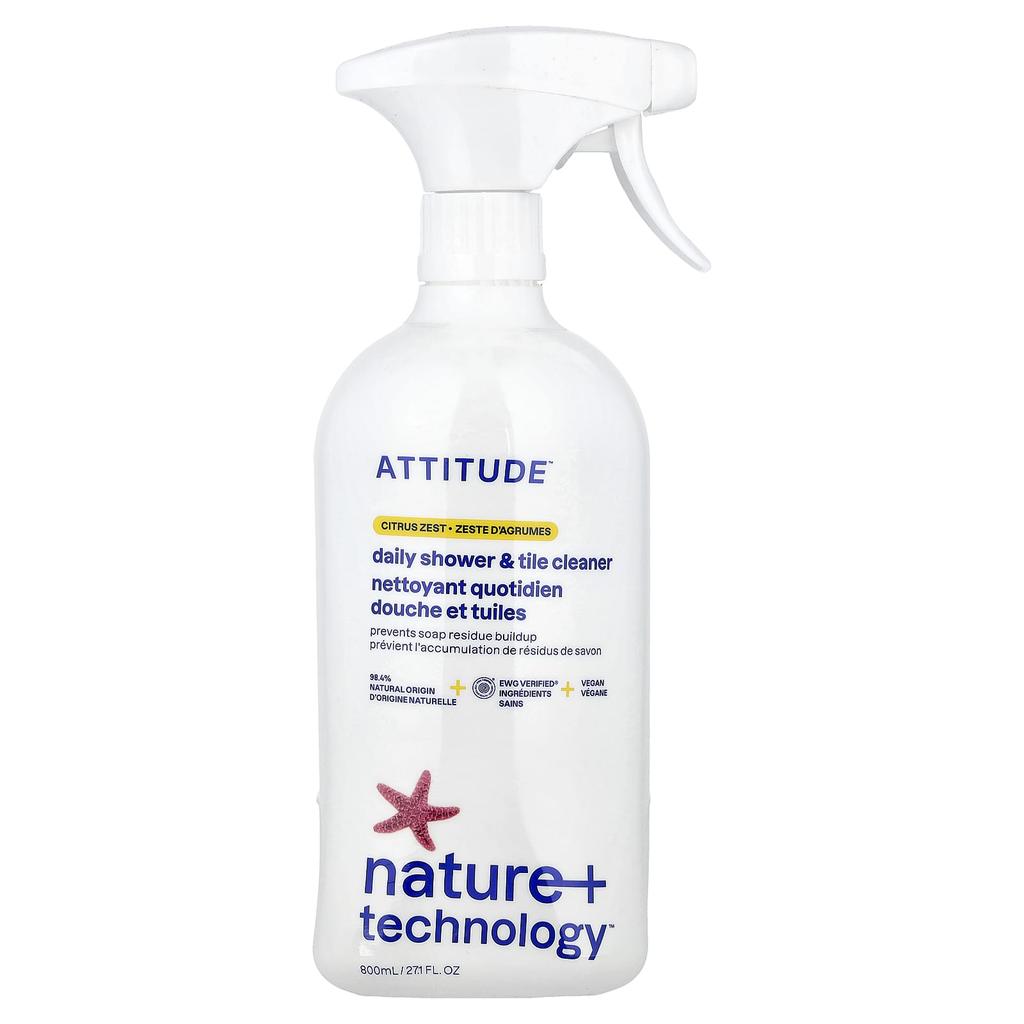 ATTITUDE Nature + Technology™, Daily Shower & Towel Cleanser, Citrus Zest, 800ml (27.1 Fl Oz)