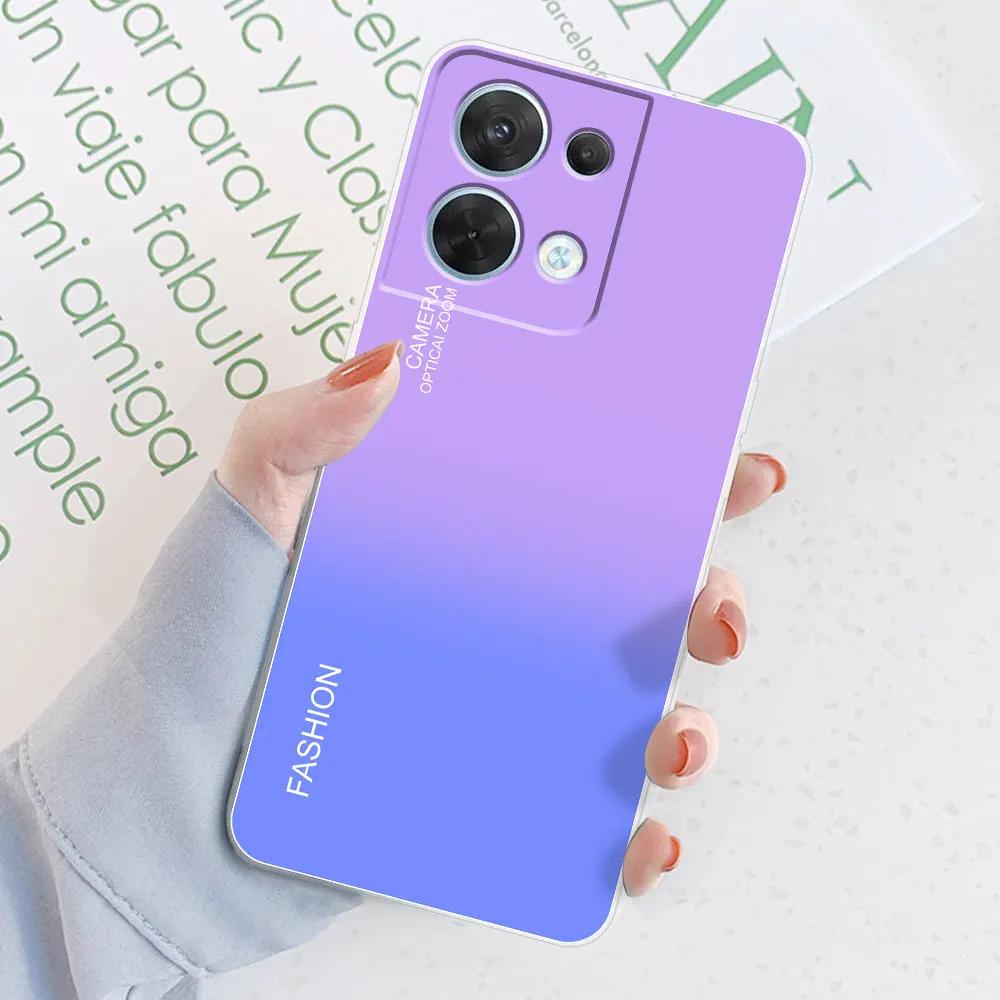 For OPPO Reno 8 Pro 5G Case 8 Pro + Gradient Color Transparent Case For OPPO Reno 8 Pro + Plus Reno8 Cover Silicone Back Bumper