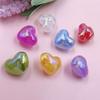 10Pcs Back Hole Peach Heart Dazzling UV Beads Three-dimensional Jewelry Accessories DIY Earrings Fashion Necklace Bracelet Materials Handmade