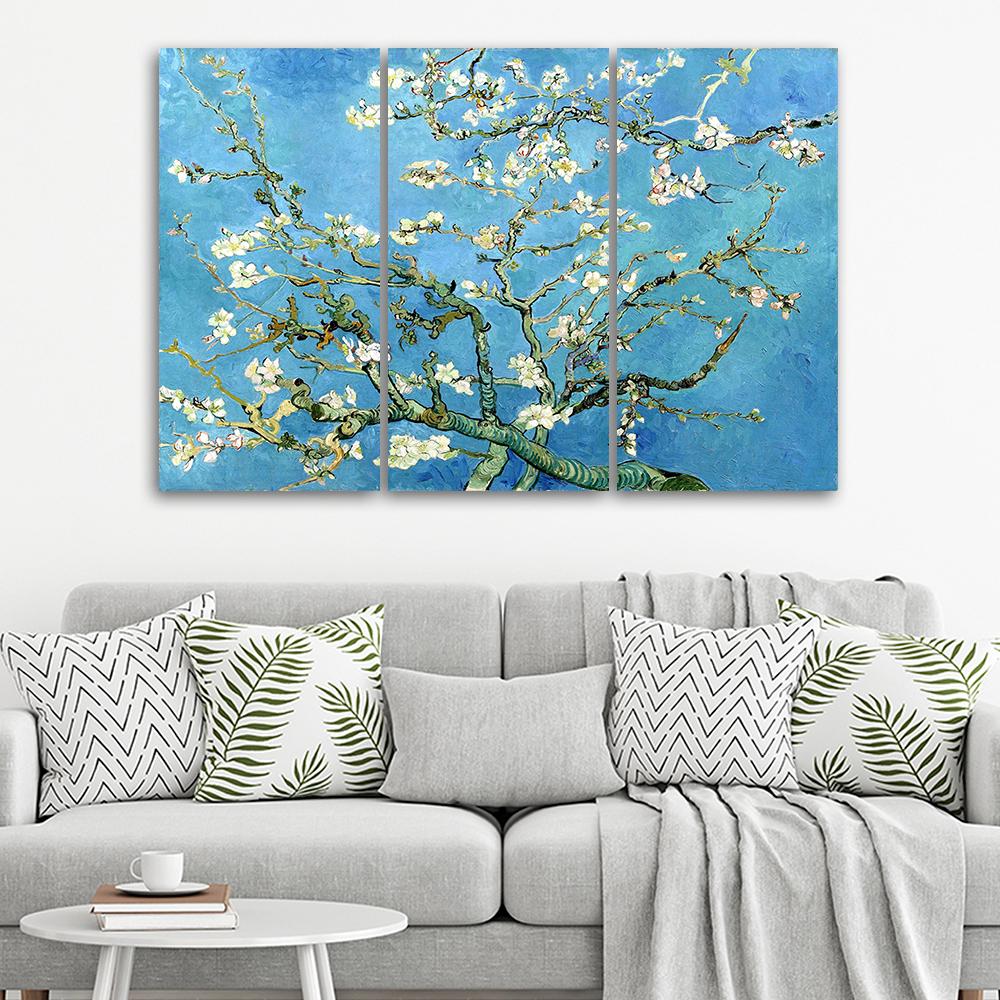 Трехчастная картина на холсте с принтом «Цветок миндаля» Винсент Ван Гог