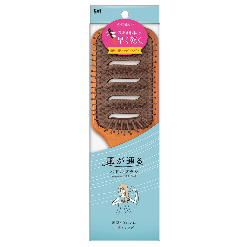 Kai Corporation KAI Hair Brush, Airy Paddle Brush, Cushion Brush, Dry, KQ3177