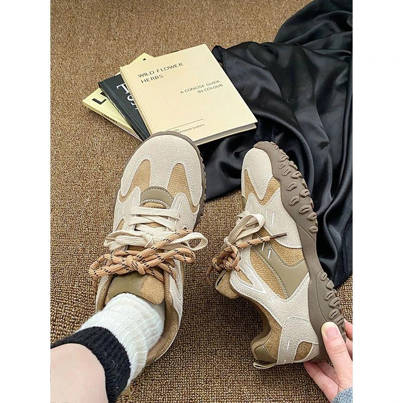 Ретро женская обувь 2024 Новая осенняя обувь кэжуал в светлых тонах женские кроссовки