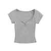 Летняя новая женская однотонная футболка с V-образным вырезом и короткими рукавами в стиле Spice Girls, чистое желание, облегающий короткий топ с эластичной талией