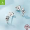 S925 Silver Seahorse Stud Earrings, Exquisite Fashion Plain Silver Ocean Series Small Earrings, Factory