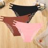 3Pcs Sexy Lady Style Transparent Lace Underwear Women's Straps Panties Seamless Perspective Briefs Low Waisted Triangle Pants