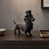 DYS 3D-печатная фигурка таксы-джентльмена, элегантная скульптура собаки, настольное украшение, сплошная матово-черная художественная статуэтка для декора дома и офиса, подарок