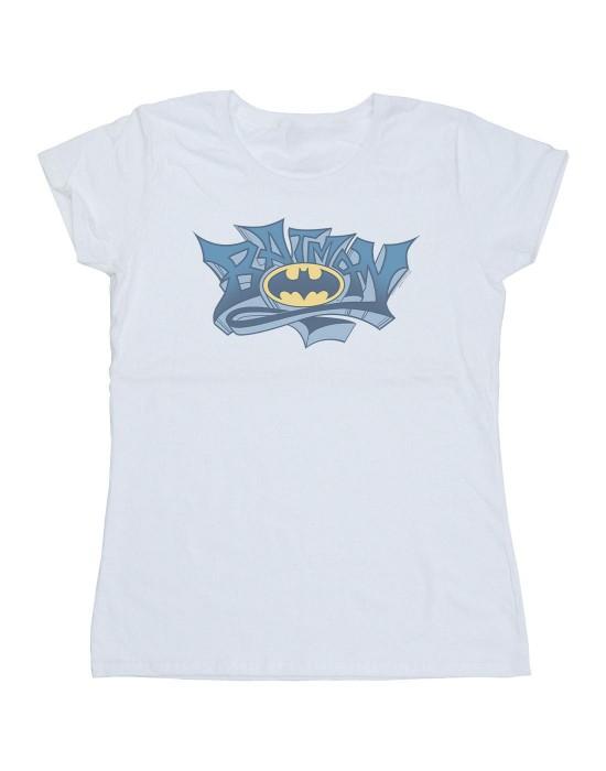 DC Comics Женская/дамская хлопковая футболка с логотипом Batman Graffiti