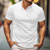 Мужская футболка-henley однотонная с коротким рукавом, приталенная, повседневная