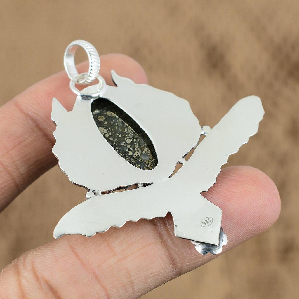 Натуральный Марказит Драгоценный Камень Ювелирные Изделия 925 Стерлинговое Серебро Подвеска Сова Для Девочек