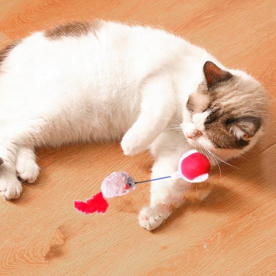 Интерактивная игрушка для кошек, катящийся мяч, электрическая самодвижущаяся игрушка с плюшевой мышкой