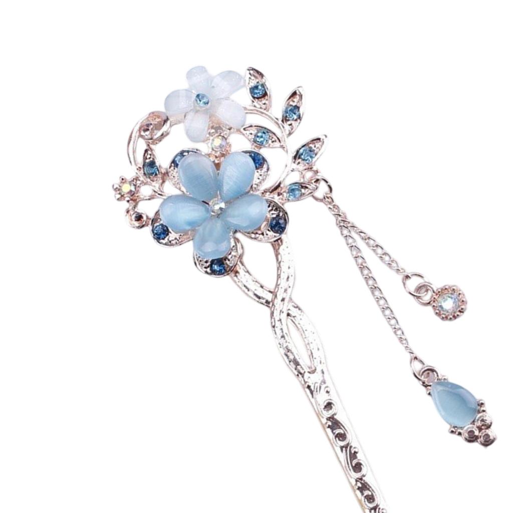 Elegant Crystal Filigree Hair Stick Buyao for Girls Ancient Chinese Hairpin Traditional Hanbiuk Decorative Cosplay
