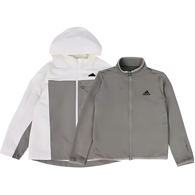 adidas Универсальная куртка-трансформер 2-в-1 для детей, с молнией. Белый Серый JE8651
