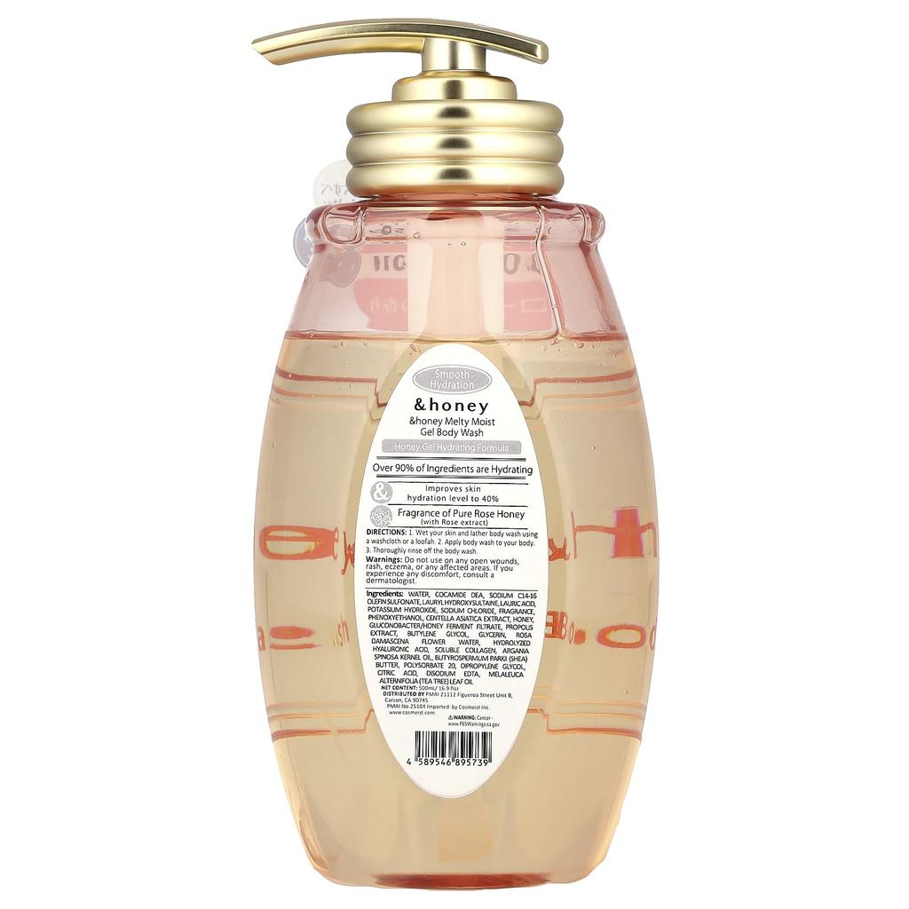 &Honey, Melty Moist Gel Body Wash, Pure Rose Honey, 500Ml(16.9Fl Oz)