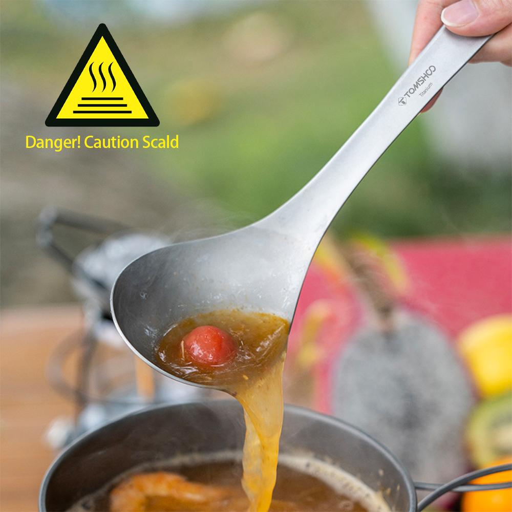 Ложка для супа TOMSHOO Pure Titanium Outdoor с длинной ручкой, легкая, портативная, легко моется для кемпинга