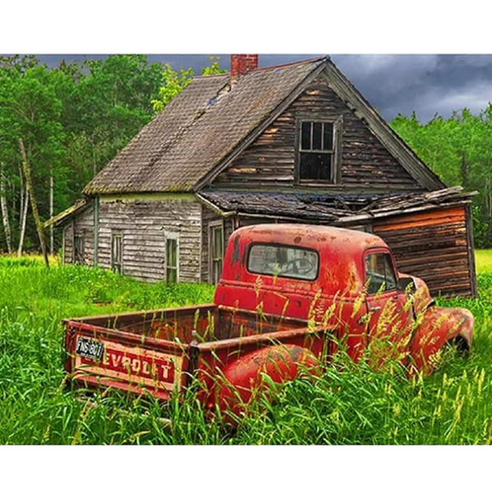 5DDIY Diamond Painting Set Rural Style View Car Full Round Square Cross Embroidery Home Wall Decoration Art Crafts