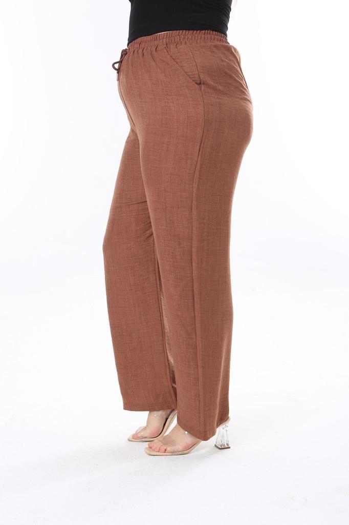 Женские стильные брюки больших размеров, льняные удобные брюки с эластичной резинкой на талии, большие размеры
