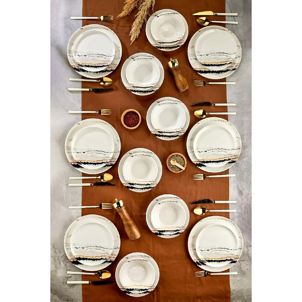 Gold Lux Ceramic Wishing Tree 24 Piece Dinner Set For 6 Persons