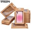 WTEMPO 20PCS Transparent Window Kraft Paper Top Hole Boxes Phone Case Nail Tip Headband Packaging Boxes Candy Biscuit Small Items Packing Boxes
