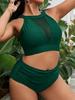2025 Mesh Patchwork 2 Piece Plus Size Bikini Set Women Large Swimsuit Brazilian High Waist Swimwear Chubby Curvy Bathing Suit