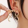 Butterfly Ribbon Wind Bow Earrings: Elegant European & American Style Long Metal Earrings for Women