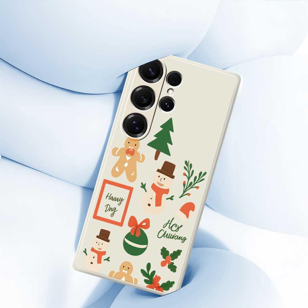 For Samsung Galaxy S25 Ultra Case Christmas Snowman Pattern Printing Straight Edge TPU Phone Back Cover