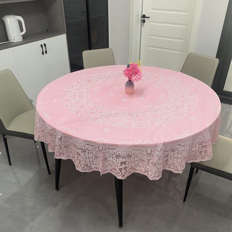 New Colored Circular Tablecloth Waterproof Oil Proof Round Dining Table Cover Anti Scalding Non Washing Household Tablecloths