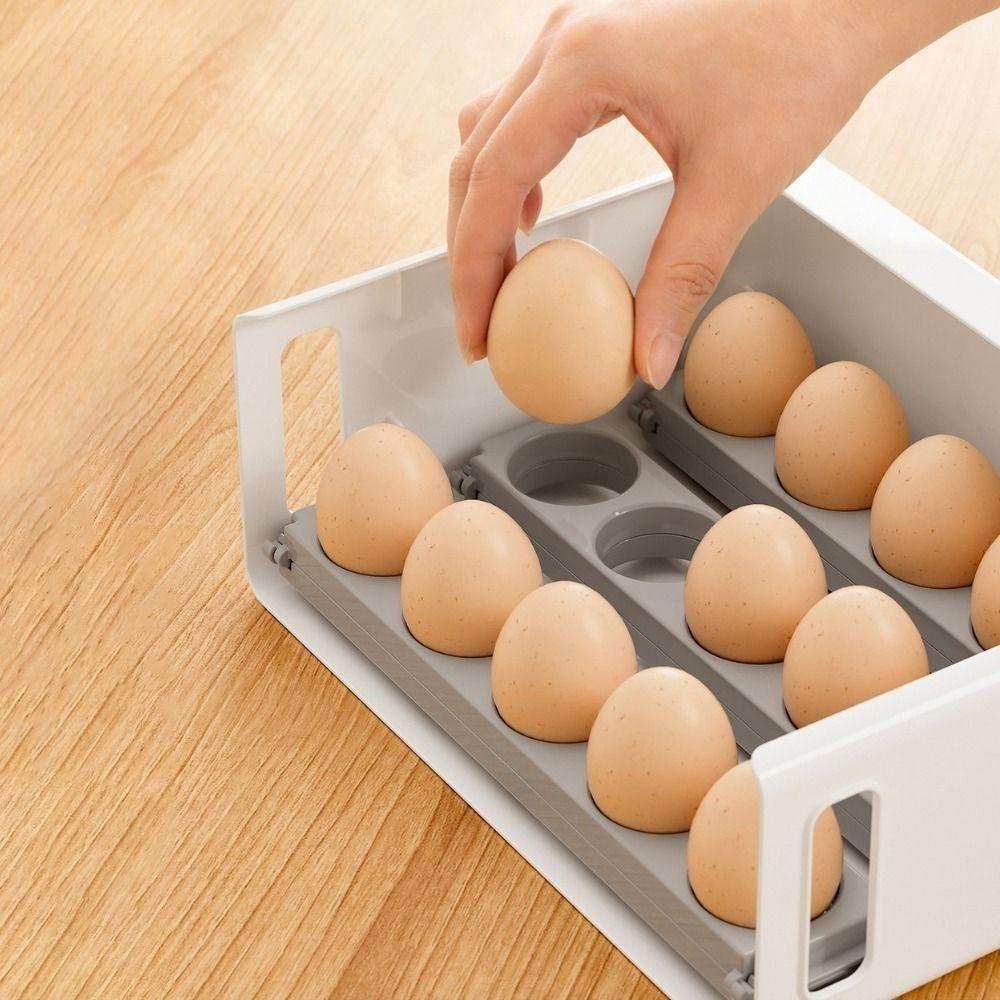Plastic Flip-top Egg Storage Box Anti-drop Egg Storage Tray 3 Tiers Egg Storage Box Refrigerator