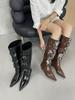 Fashion Pointed Toe Women Knee High Boots Belt Buckle Design Black Brown Wedge High Heels Slip On Winter Knight Chelsea Botas Sexy Party