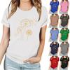 Женская повседневная футболка с принтом, пуловер с круглым вырезом, топ с короткими рукавами