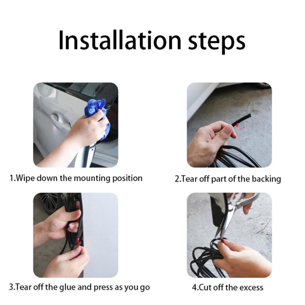 5/8M Car Door Weatherstrip PVC Seal Strip Anti Scratch Noise Insulation Protector Strip Anti-collision Sealing Sticker for Door Hood Trunk