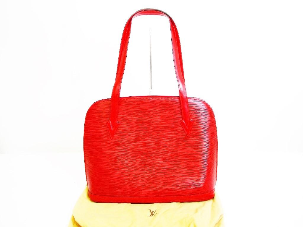 Authentic LOUIS VUITTON Epi Leather Red Tote Shoppers Bag Purse Lussac #6973 Seller refurbished