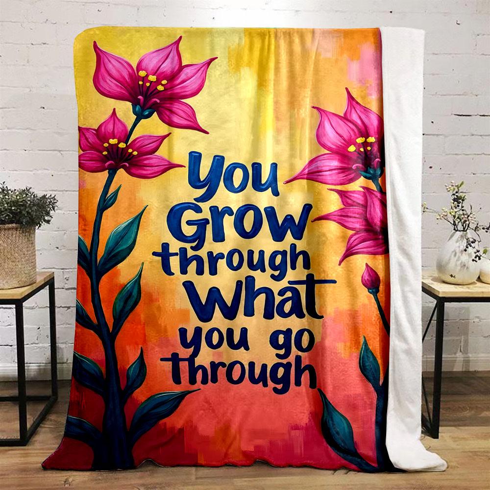 "Floral Inspiration Quote Blanket" Patterned flannel blanket perfect for the bedroom living room, sofa, or a little nap