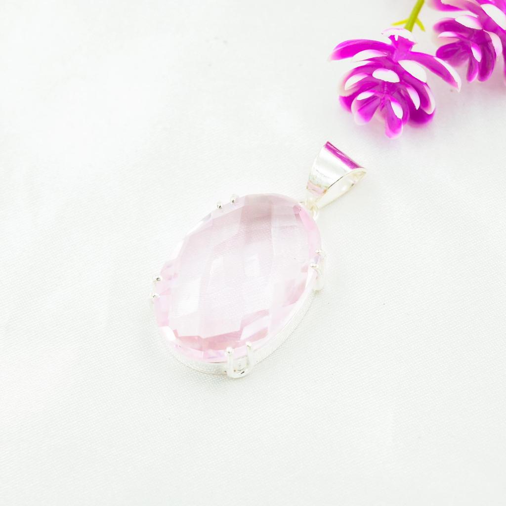 Подвеска с розовым кунцитом, драгоценный камень, кулон из стерлингового серебра 925 пробы, ювелирное изделие ручной работы, кулон с камнем по дате рождения, подарок для него