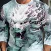 Весенне-осенняя мужская футболка с 3D-принтом в виде цифрового дракона, с длинным рукавом и круглым вырезом, повседневная мужская футболка, топы, стираные графические футболки