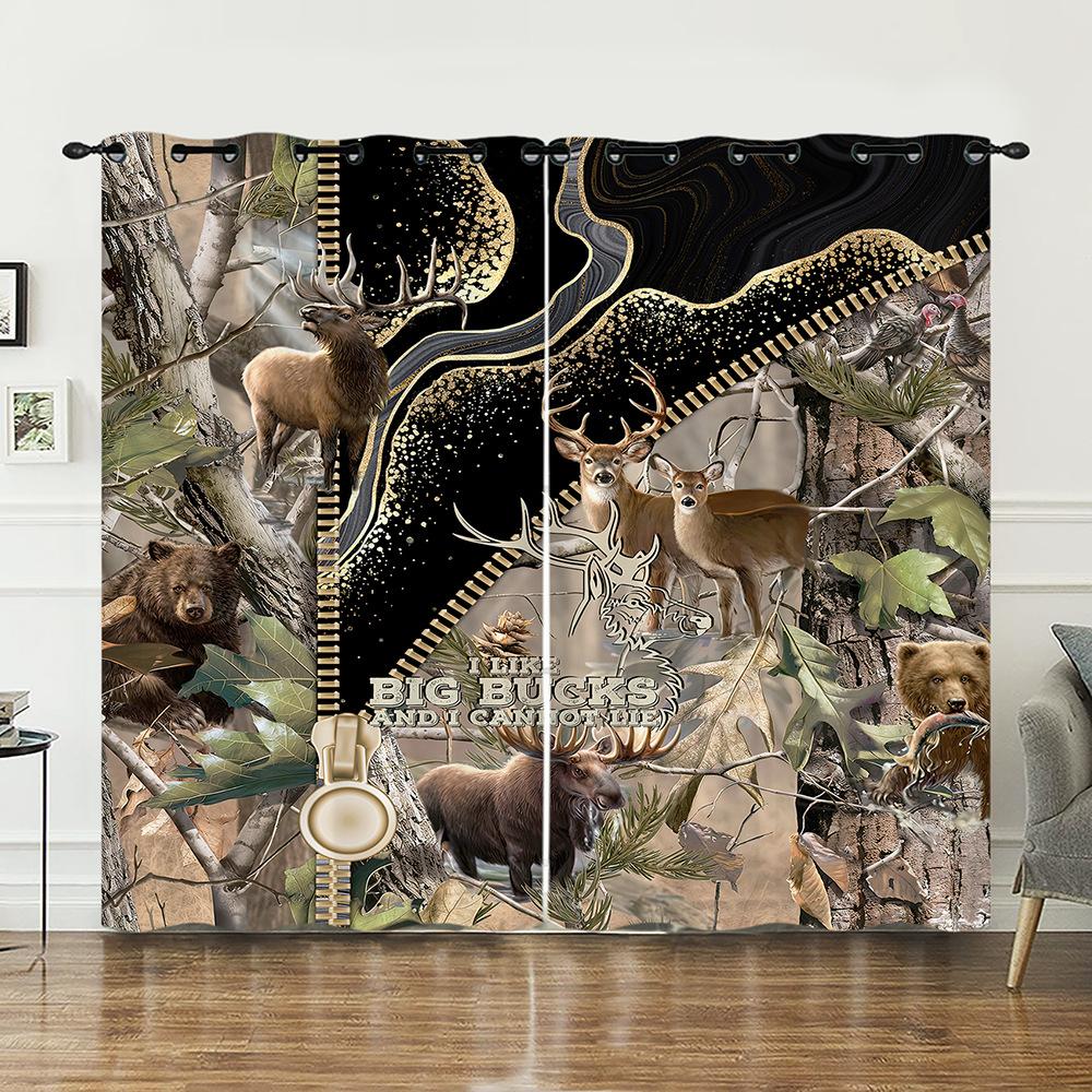 Шторы Животное Олень Пасторальные Шторы Цифровая Печать Светонепроницаемые Шторы Без Пробивки