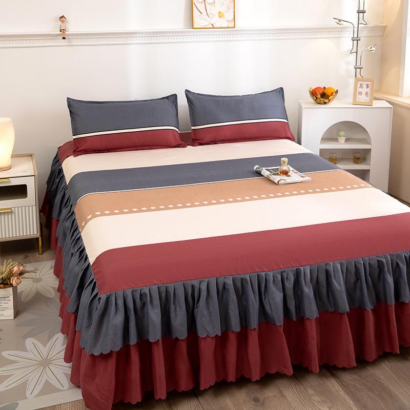 Bedroom Household Single-piece Sanding Bed Skirt Solid Color Skin-friendly Bedspread Bed Cover Bedroom Student Dormitory Sheets