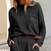 Sweater Women's Fashion Crew Neck Top Casual Long Sleeve Pocket Knitted Pullover