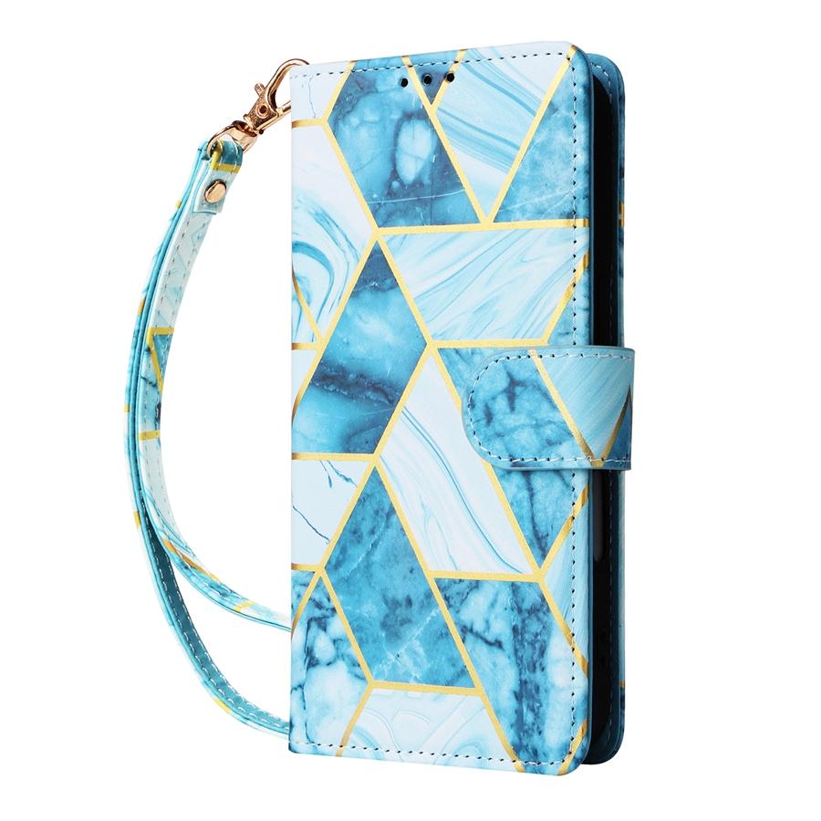 Luxury Marble Wallet Case with Hand Strap for iPhone 16 15 14 13 12 11 Samsung S25 S24 S23 S22 A36 A56 A55 A35 A15 A54 Xiaomi Redmi Note 13 12 11