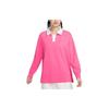Dragon Flight New Year Series Colorblock Polo Collar Casual Long Sleeve Printed T-Shirt Women Tops Pink FZ6534-684
