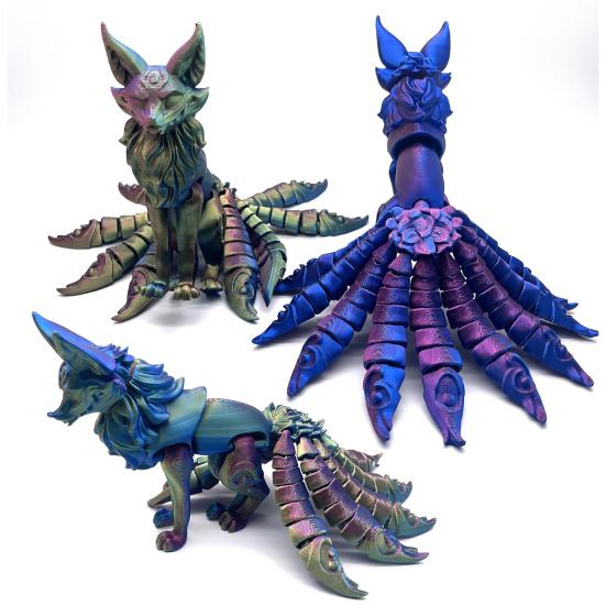 Nine-tailed Fox Action Figure Multi-jointed Movable 3D Printed Fox Model Articulated Animal Figurine Desktop Decoration Kids Adults Gift