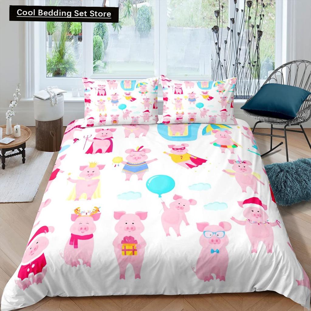 Farm Animals King Queen Duvet Cover Rooster Sheep Pig Cow Bedding Set Farmhouse Country Comforter Cover Polyester Quilt Cover