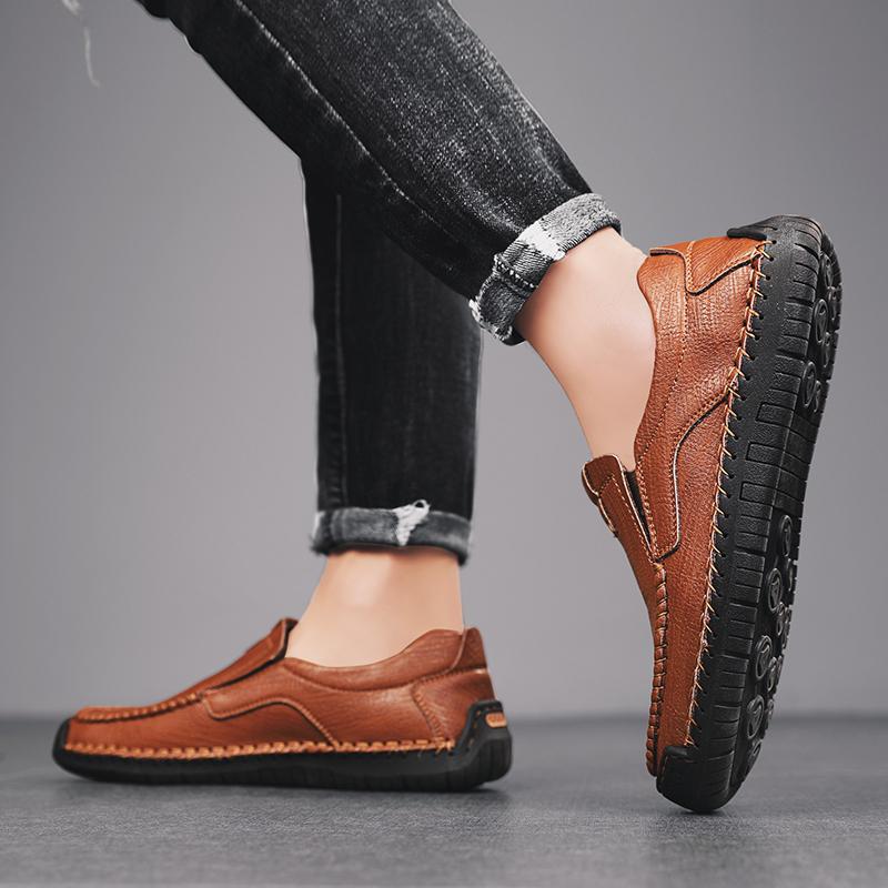 Мужские туфли из натуральной кожи в стиле ретро большого размера сверхлегкие ручной работы повседневные мужские ботильоны