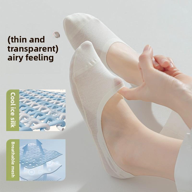 5 пар женских тонких носков из чистого хлопка на весну и лето, впитывающих пот, нескользящих, невидимых