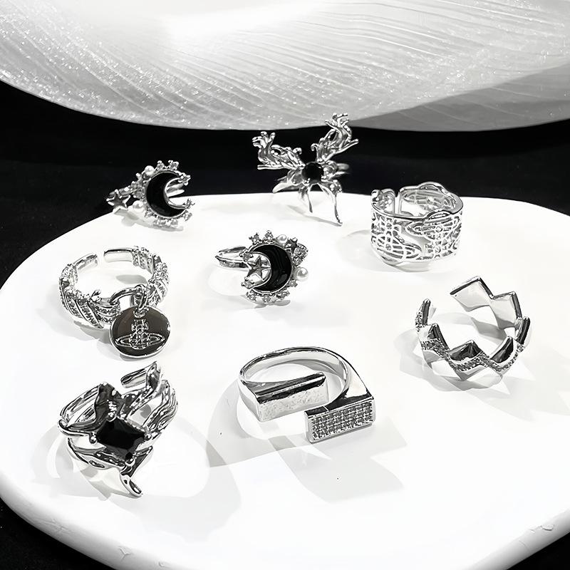 Нишевый Дизайнерский Смысл Темная Серия Открытое Кольцо Холодный Ветер Мода Индивидуальность Кольцо с Высоким Чувством Женщина