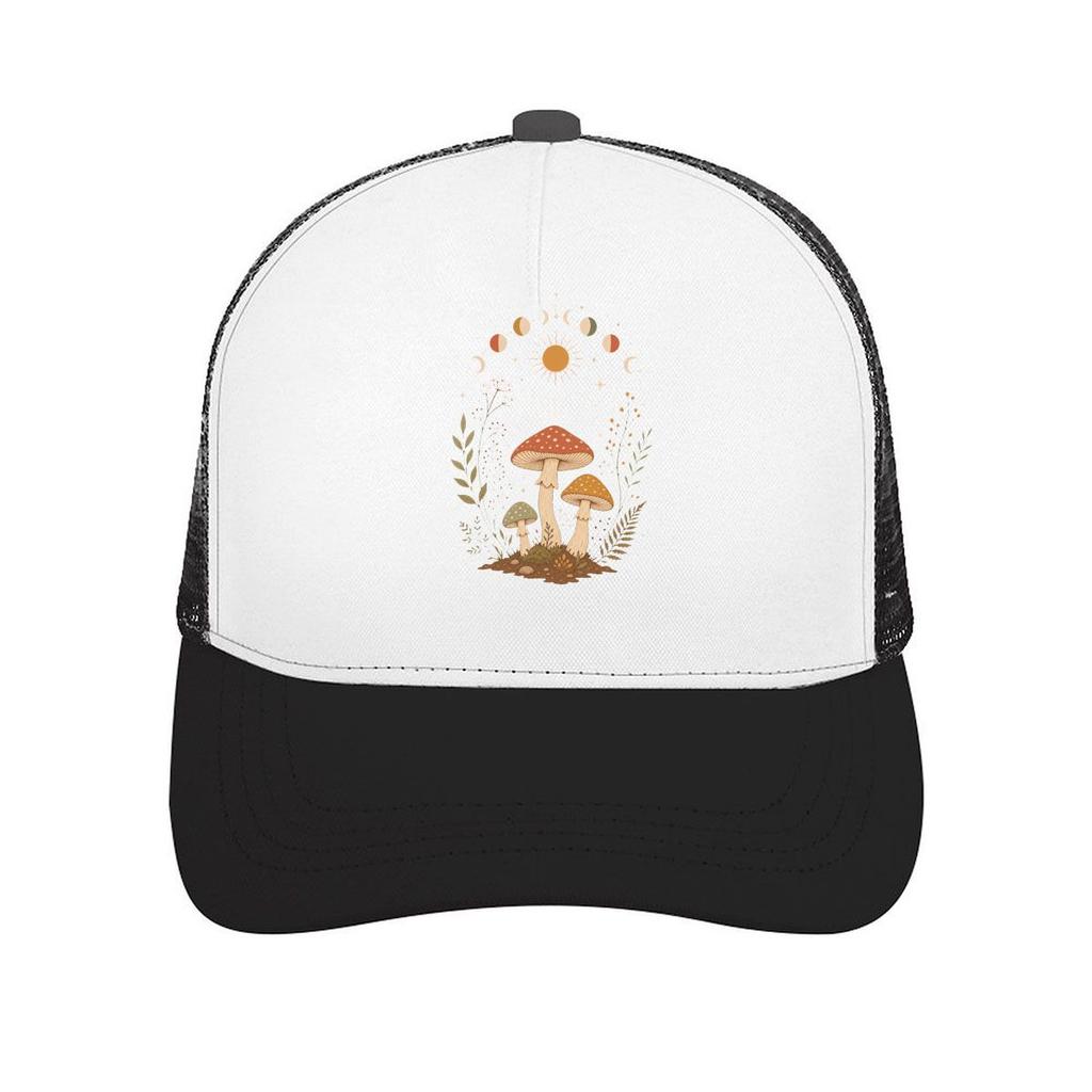Boho Celestial Forest Mushroom Phase Mesh Baseball Cap Casual Hat Outdoor For Womens Unisex FeUnisex