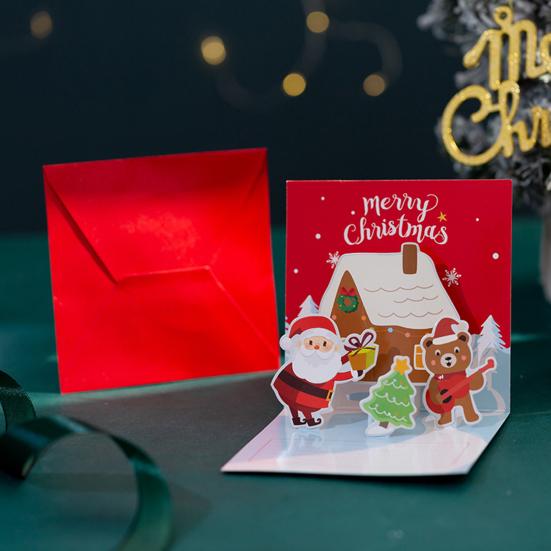 1 компл. Рождественская поздравительная открытка с Санта-Снеговиком и милым мультяшным принтом Клауса и лося, Рождественская открытка для