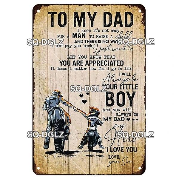 SQ-DGLZ Vintage To My DAD Word Metal Sign Plate Tin Sign Plate Home Bar Door Wall Decor Sticker Decoration Plaque Poster
