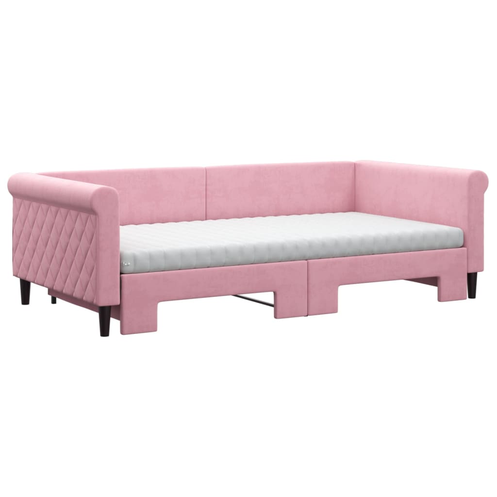 Pull out Daybed with Mattresses Pink 100x200 cm Velvet